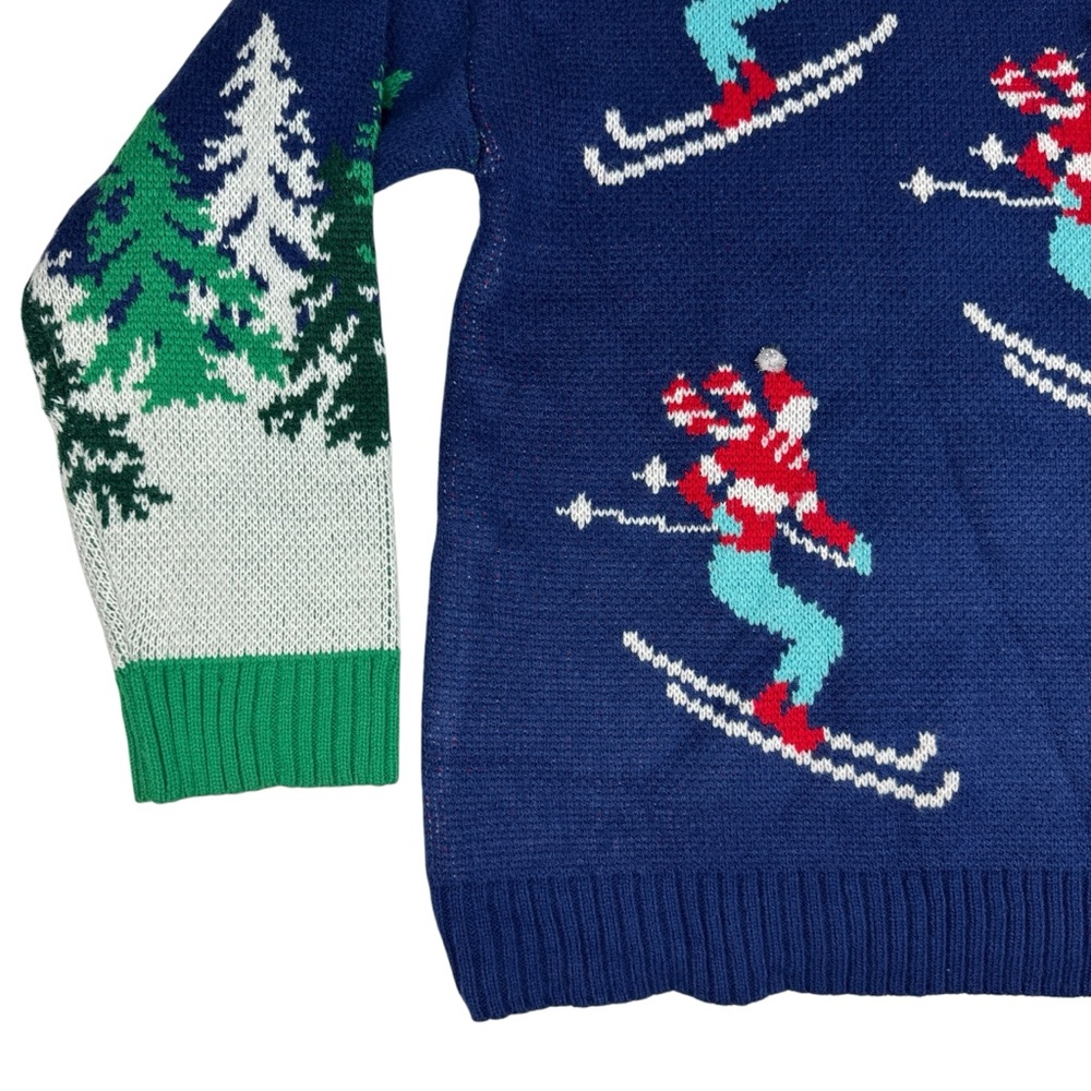33 Degrees Ugly Christmas Sweater Sz XL Alpine Skiers Skiing Pine Trees Holiday - Picture 4 of 13